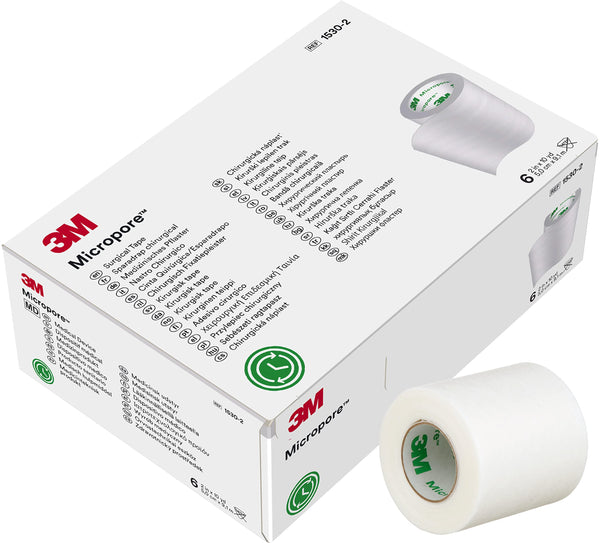 3M Micropore Non-Woven Hechtpleister, 5 cm x 9,1 m, Wit, 6 rollen/verpakking, 1530-2