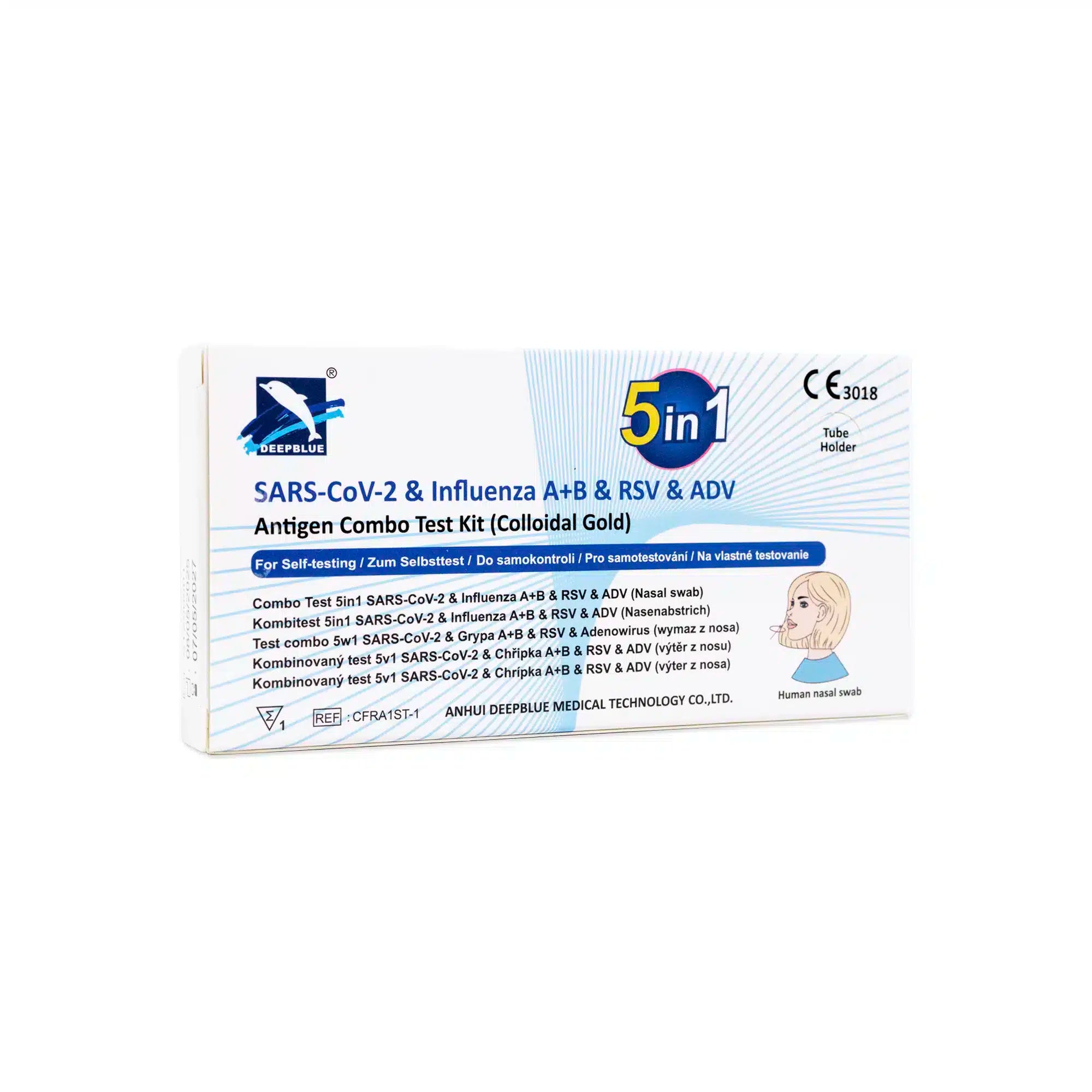 Deepblue 5in1 Combo Test: COVID-19, Flu A+B, RSV & Adenovirus – Rapid Antigen Selftest