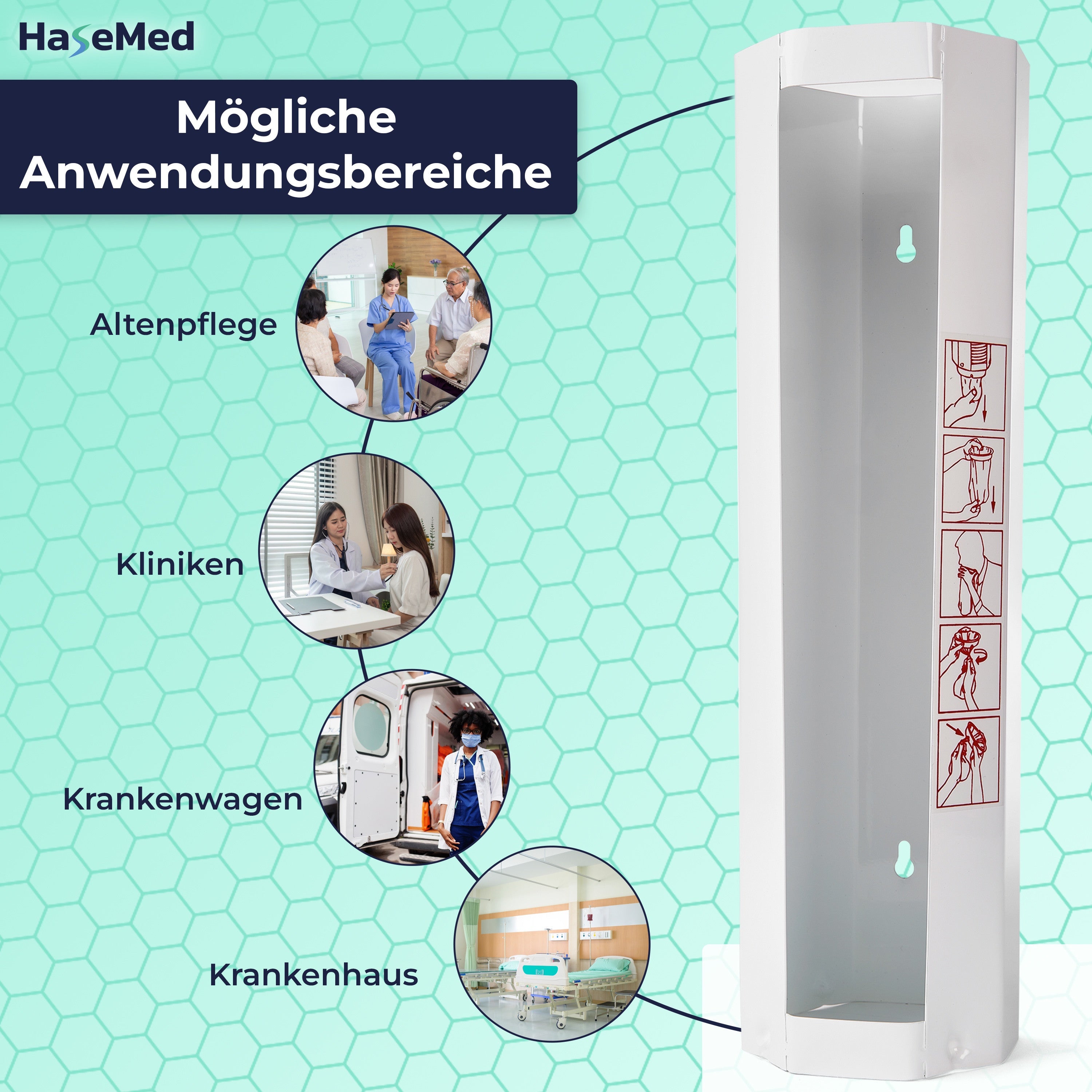 HaseMed Metalen dispenser voor braakzakjes maat: XL