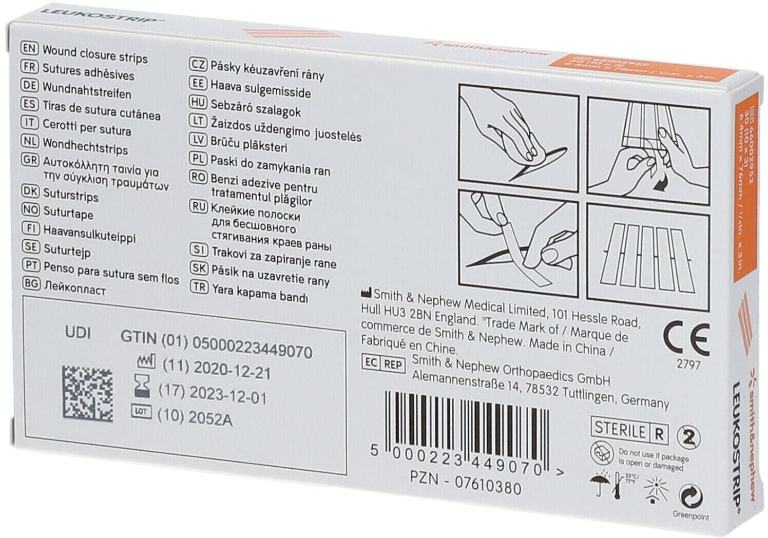 LEUKOSTRIP Wound Closure Strips (6.4 x 76mm) 10x3 Strips