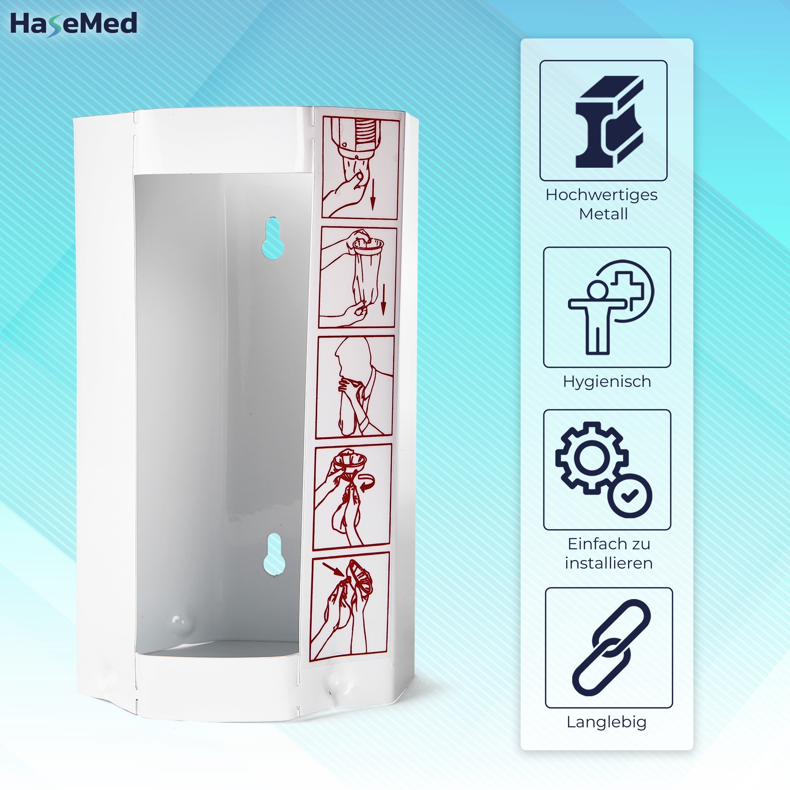 HaseMed metalen dispenser voor spuugzakjes maat M