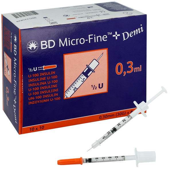 BD MICRO-FINE+ Demi insulinespuit met naald 1 ml - U100 - 0,33 x 12,7 mm