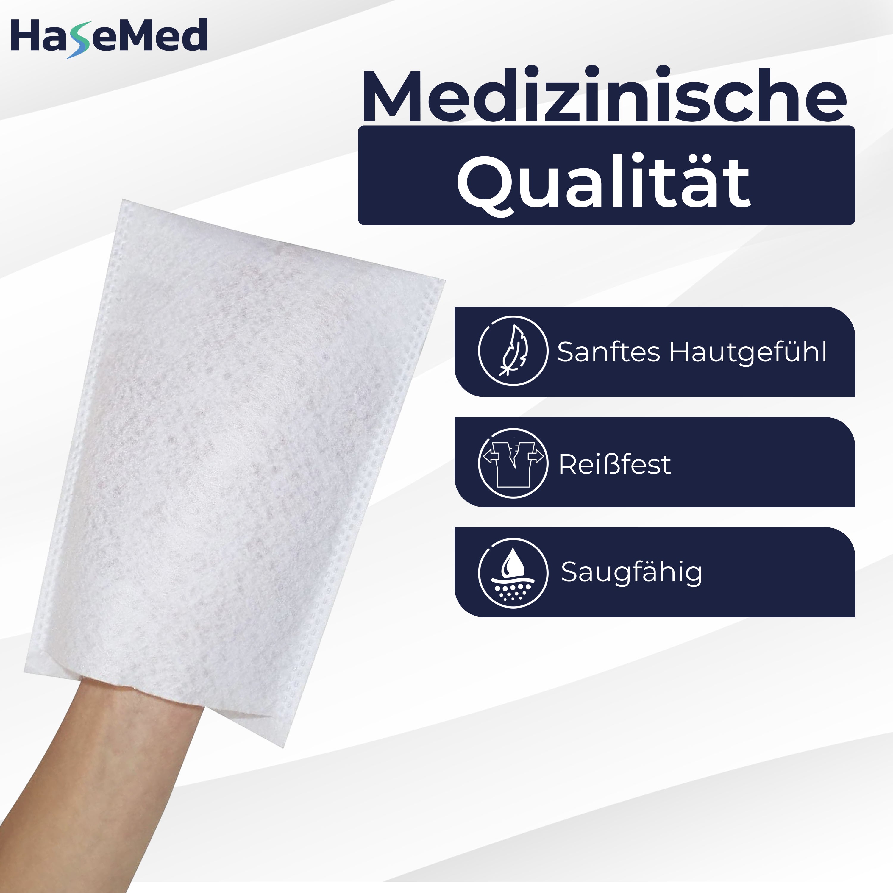 HaseMed Disposable Wash Mitts Molton 50 Pieces