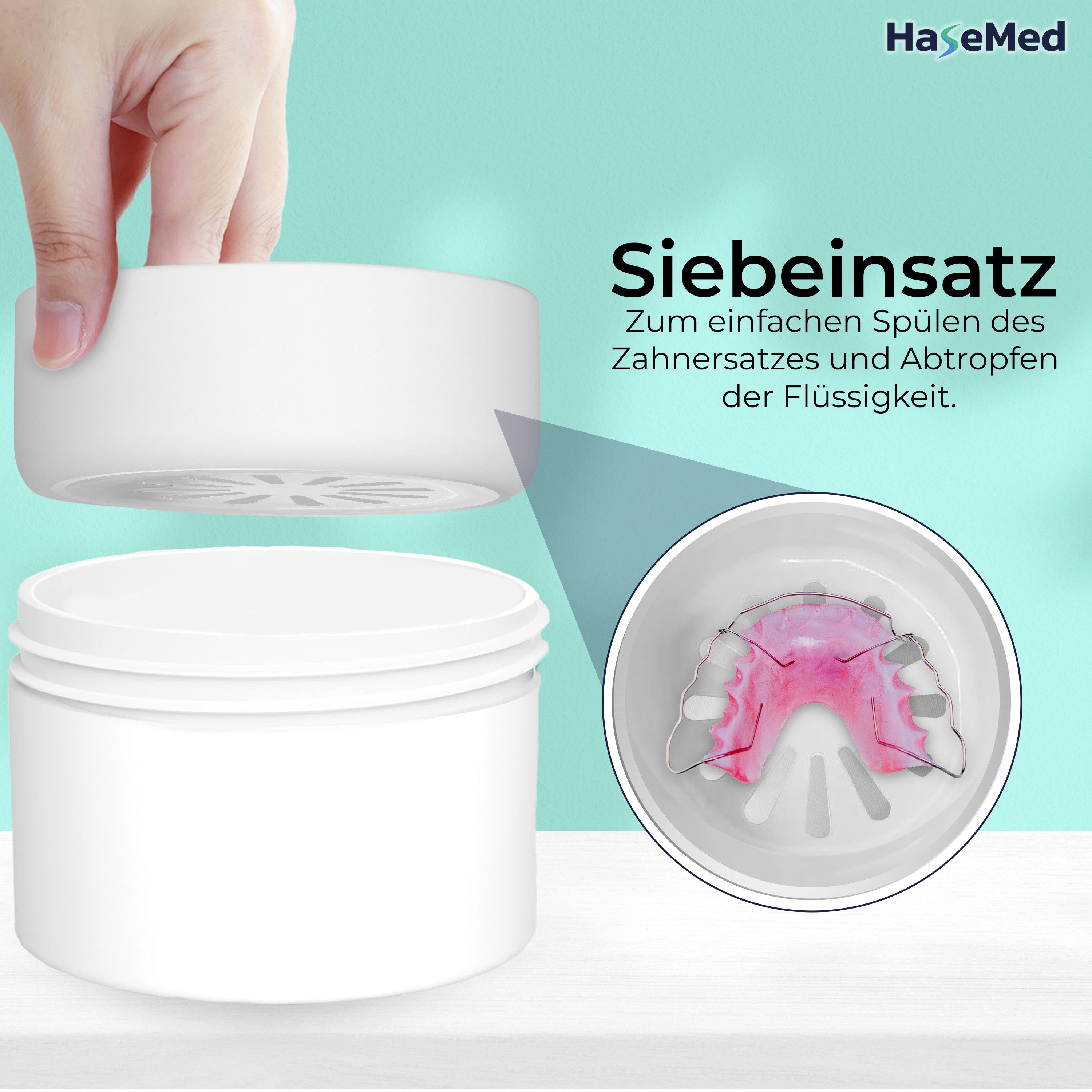HaseMed Denture Container - Box for Dental Prostheses