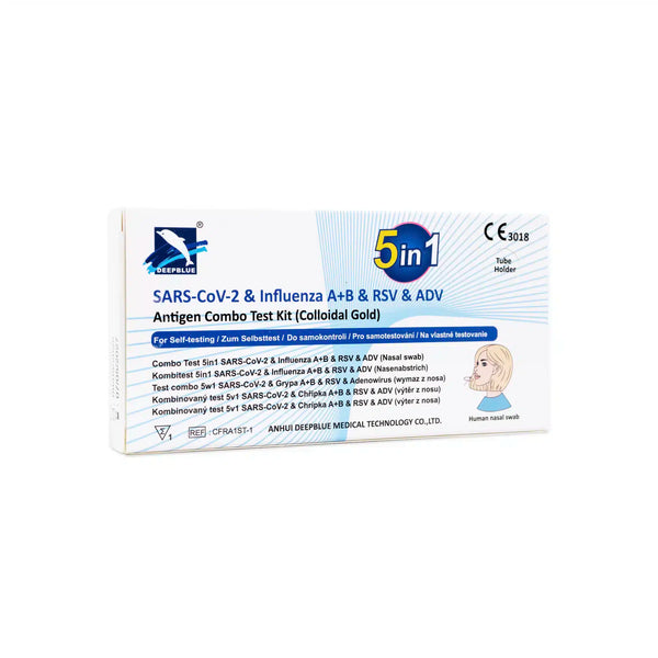 Deepblue 5-in-1 combinatietest: Corona, Griep A+B, RSV & Adenovirus – Antigeen-zelftest