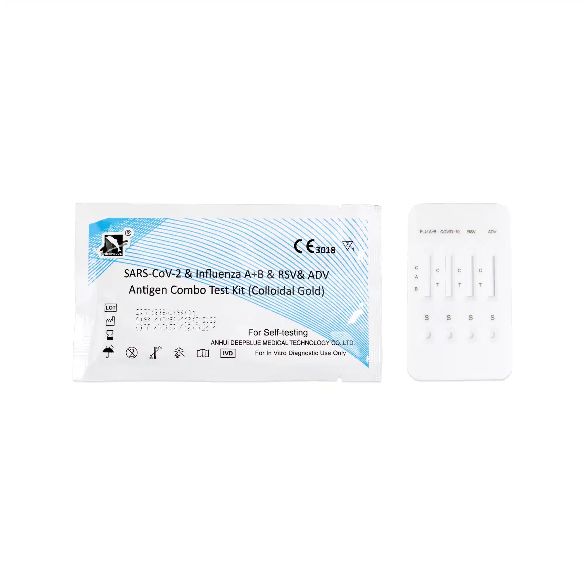 Deepblue 5-in-1 combinatietest: Corona, Griep A+B, RSV & Adenovirus – Antigeen-zelftest