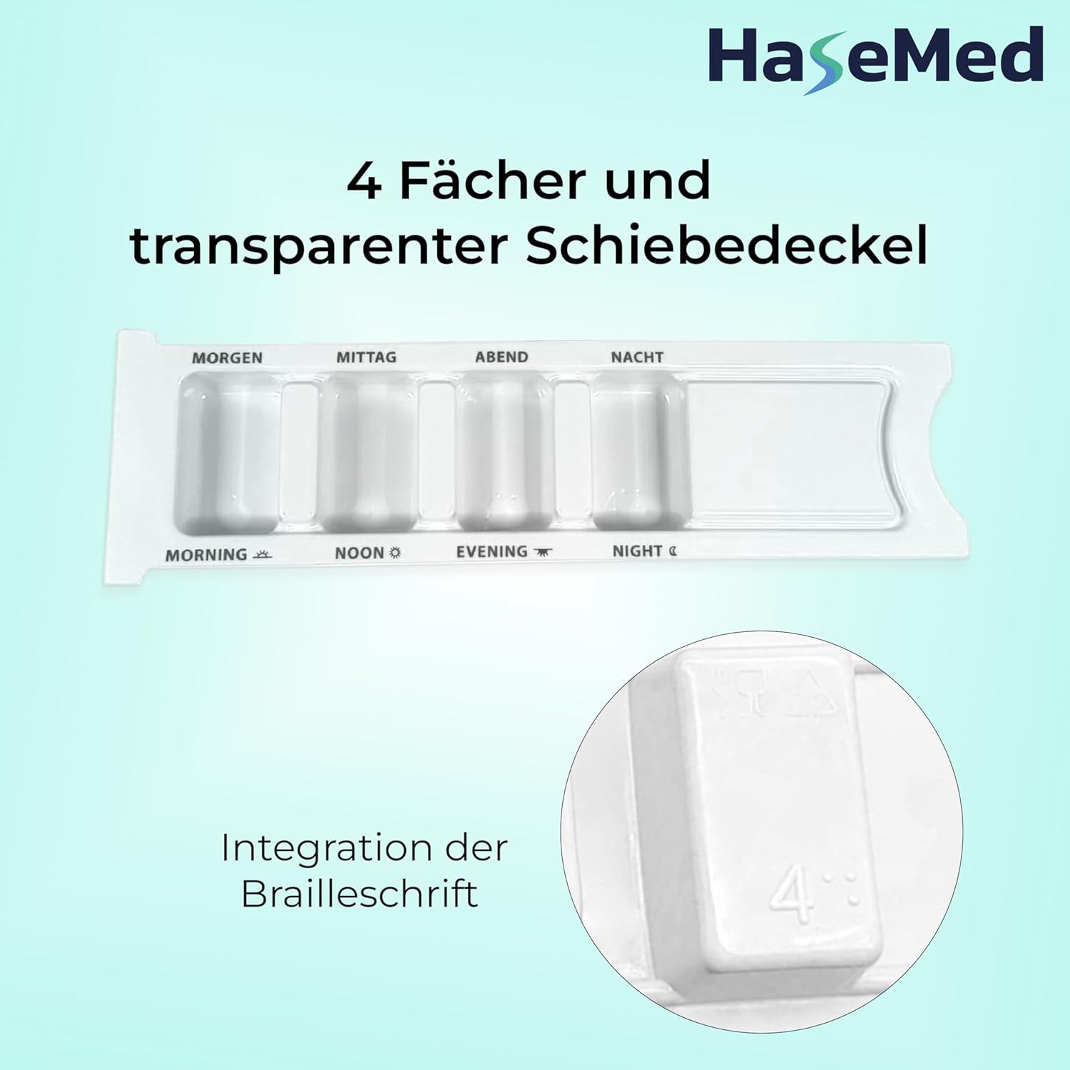 Hasemed Pillendoos 4 Vakken, voor 1 Dag | 10-pak