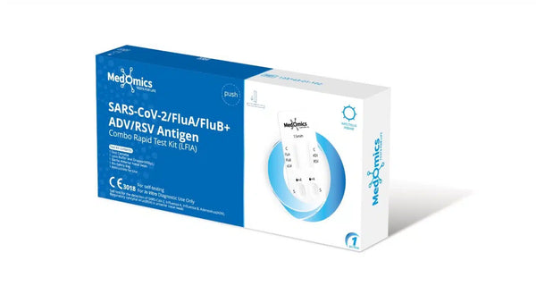 Medomics 5-in-1 zelftest – SARS-CoV-2, Influenza A/B, ADV & RSV antigeen-combisneltest voor thuisgebruik
