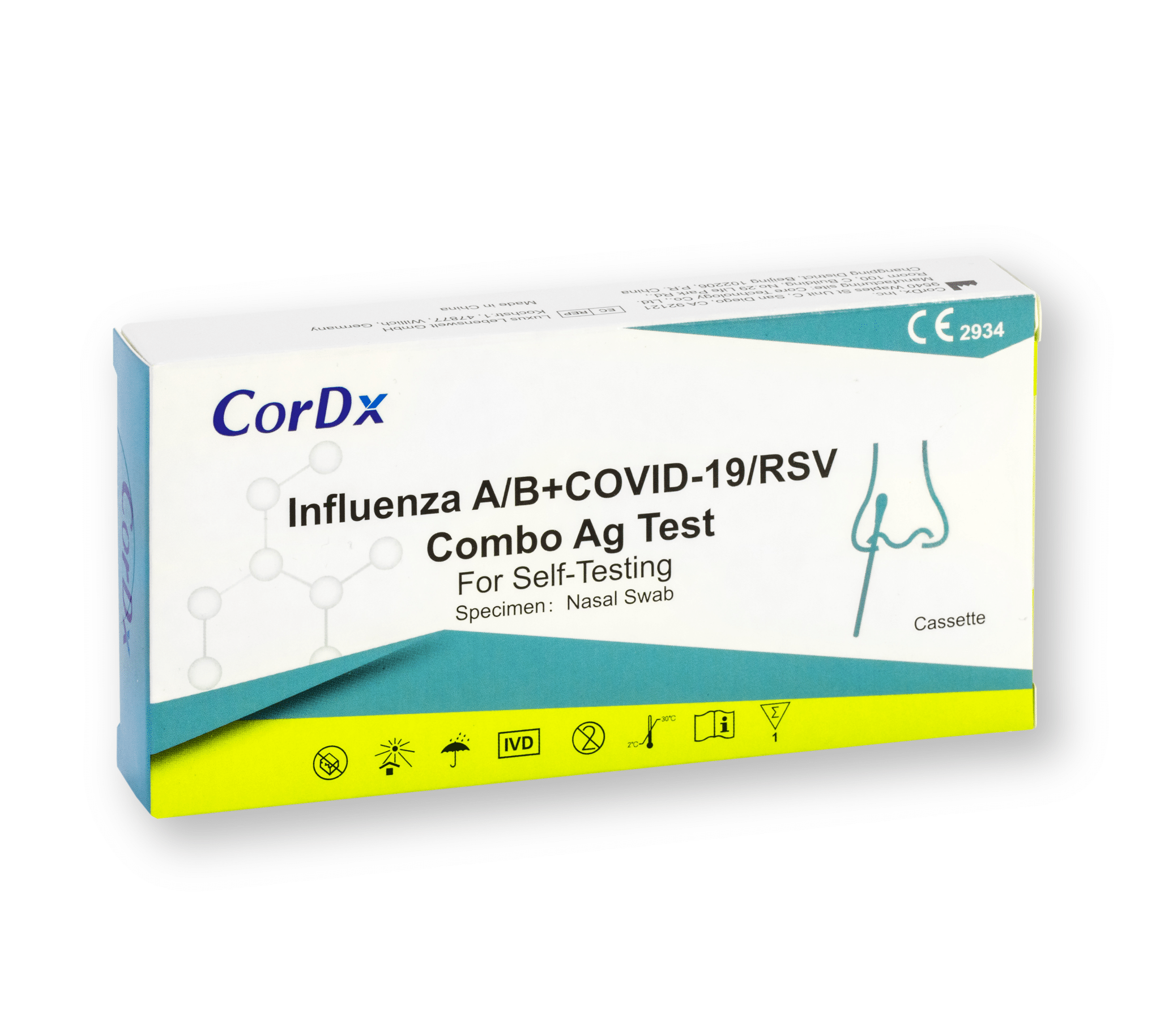CorDx 4in1 Combo Test: Corona, Flu, RSV Self-Test