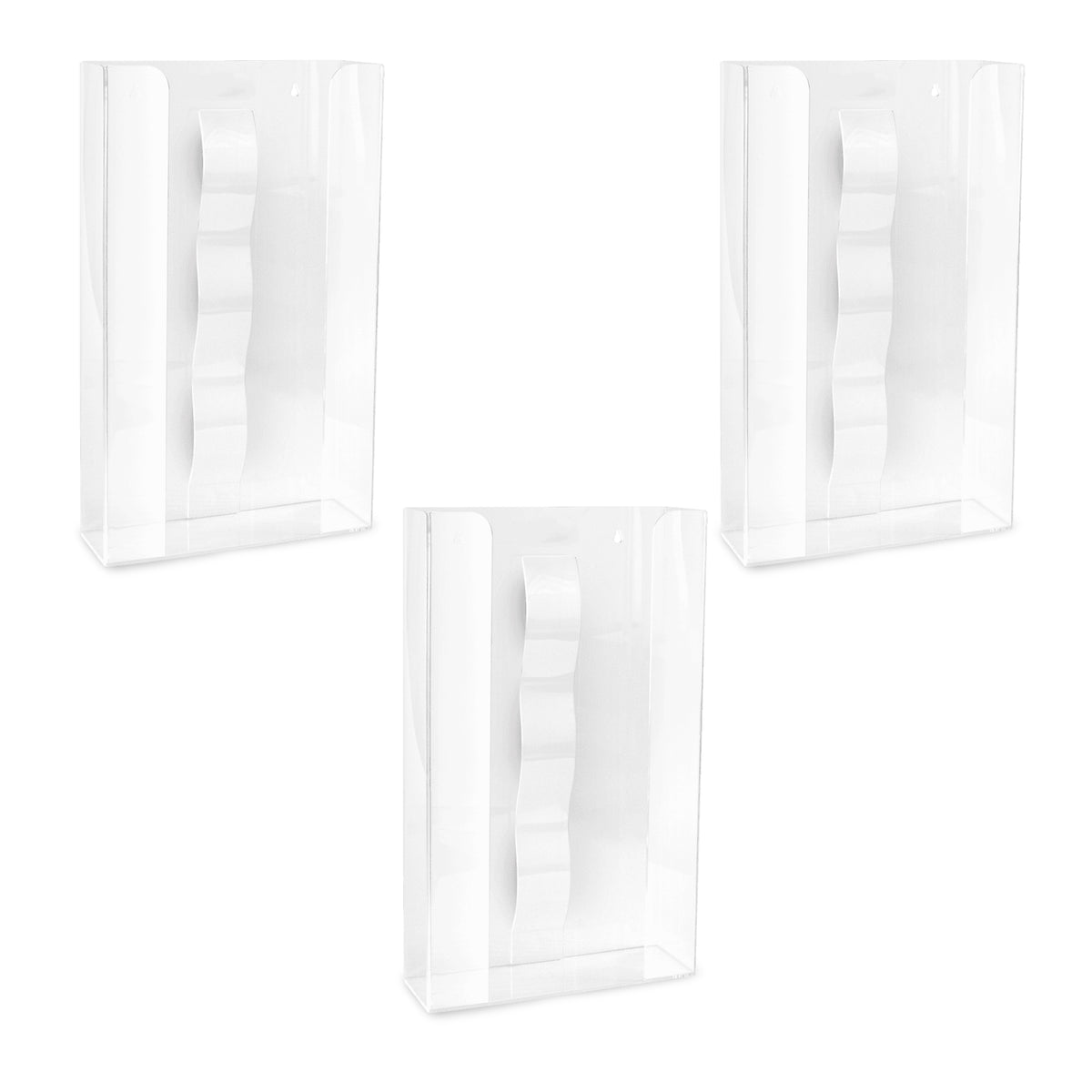 3 HaseMed HAS-35 houders van acryl, elk met een veer voor drie handschoenendozen. Verkocht per houder: één houder per besteleenheid.