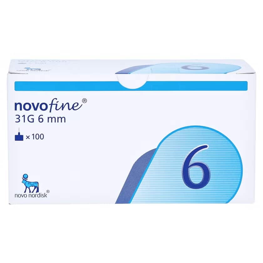 NovoFine 31G Pen Needles, 6mm, 1 Pack = 100 Pieces